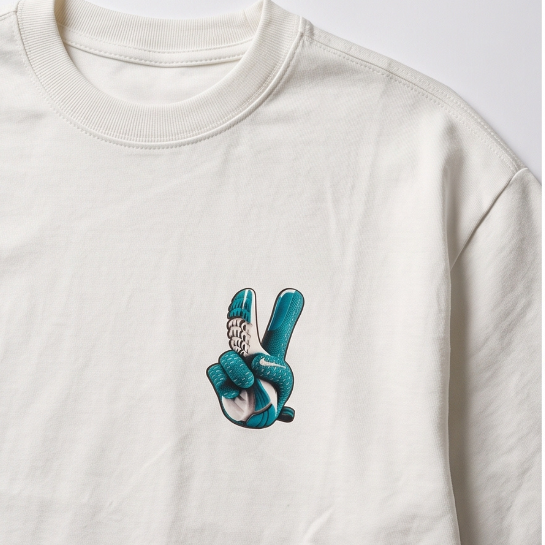 Camisa Oversized Suedine  Peace Hand Blue - Tamanho G
