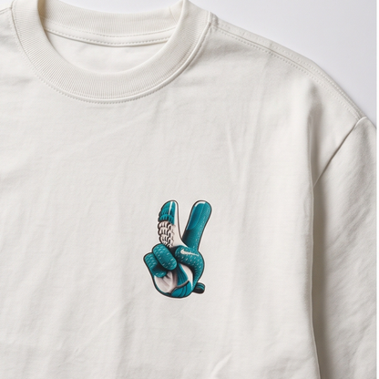 Camisa Oversized Suedine  Peace Hand Blue - Tamanho G