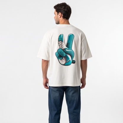 Camisa Oversized Suedine  Peace Hand Blue - Tamanho G