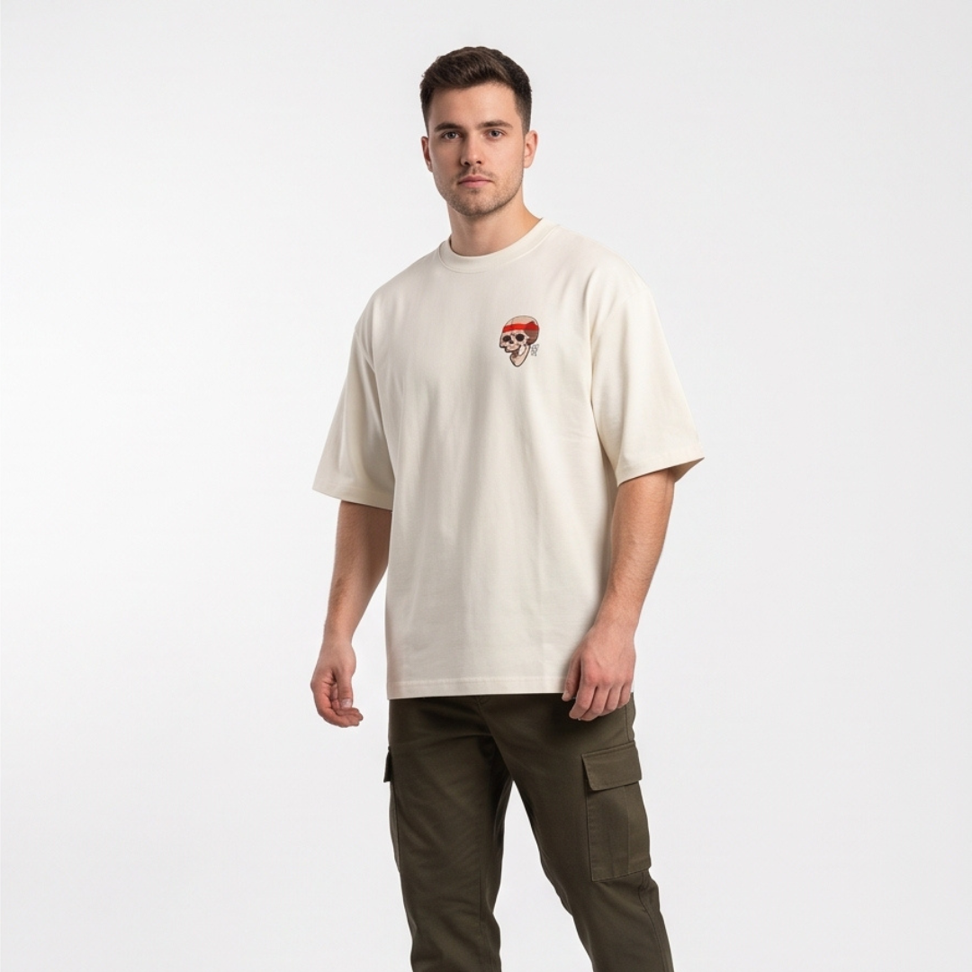Camisa Oversized Suedine Branca Estampa Exclusiva - Tamanho G