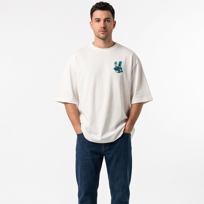 Camisa Oversized Suedine  Peace Hand Blue - Tamanho G