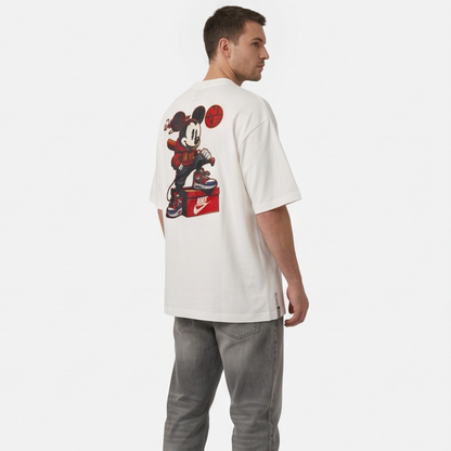 Camisa Oversized Suedine White Cartoon Sneaker - Tamanho G
